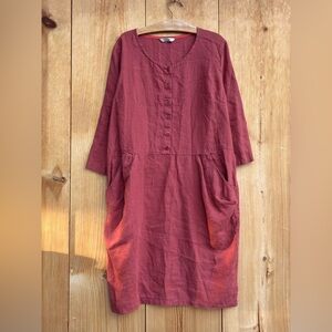 Oda Lux Burnt Orange Linen Dress Sz 46, 14 US